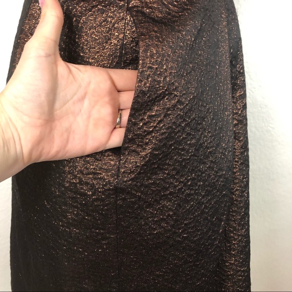Shoshanna Bronze Shimmer Strapless Evening Dress with Pockets Size 0 - Picture 6 of 9